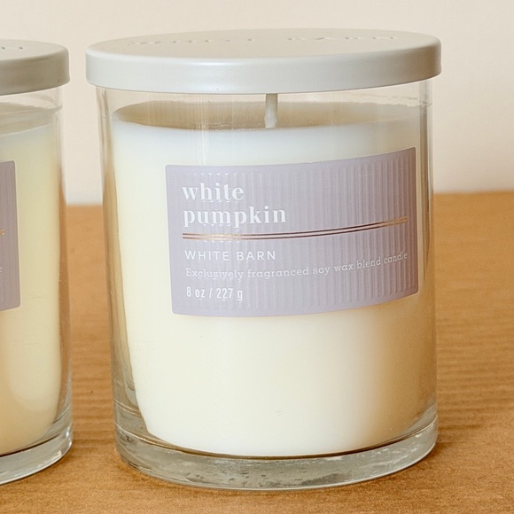 2 X White Barn Bath & Body Works White Pumpkin Soy Wax Single Wick Candle 8 oz - Picture 2 of 9